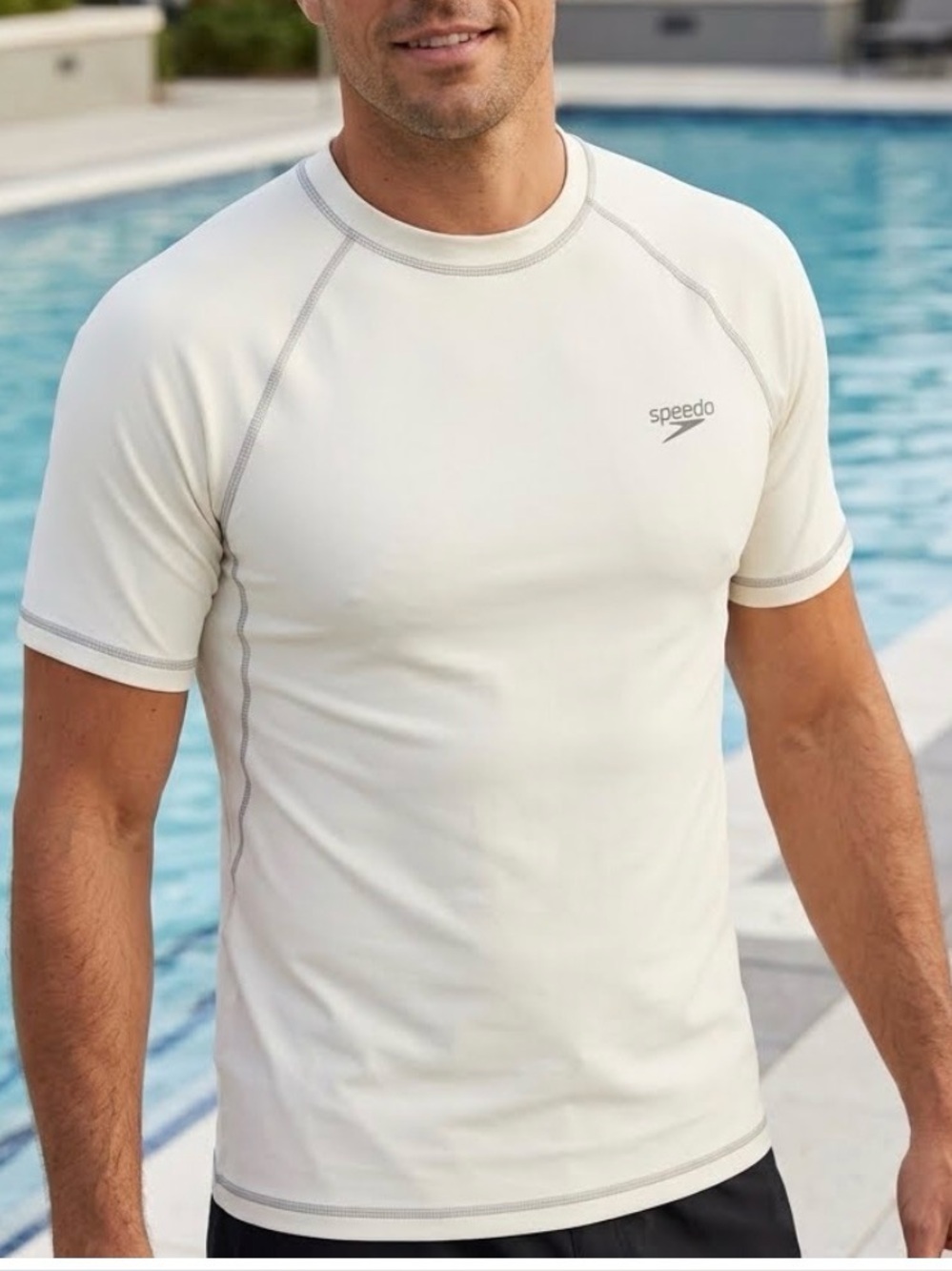 Speedo Men's Easy Loose Fit Short Sleeve Swim Shirt UPF 50+ size M 0195